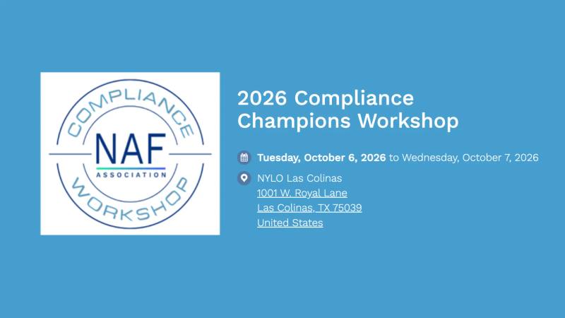 2026 Compliance Champions Workshop — Irving, TX, Oct 5 – 6, 2026